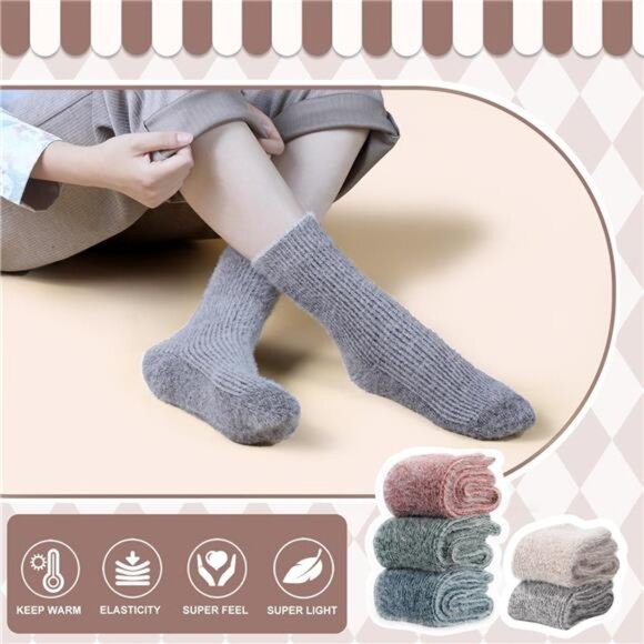 New 5 Pairs Fuzzy Soft Cozy Comfortable Socks for Women, Casual Sleep Comfy Sock - Picture 3 of 6